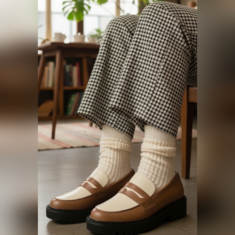 Gianni Bini Brown and Cream Penny Loafers